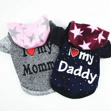 Одежда для собак «I Love Daddy»/«Mommy», толстовка с капюшоном для щенков, утепленное хлопковое зимнее теплое пальто с капюшоном, костюм для собак, куртка для питомцев чихуахуа