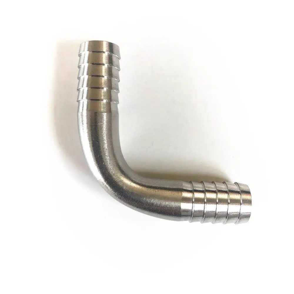 L-shape 304 stainless steel barbed corner Joint ，Home brewed BEER hose connection adapter, USA standard food grade material