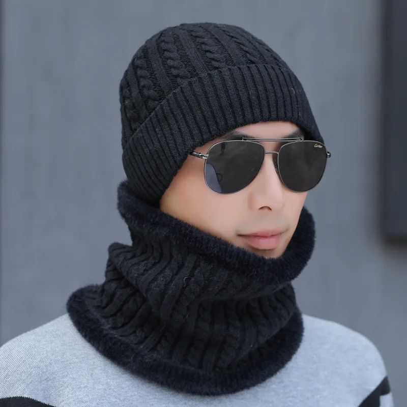 Бренд HANGYUNXUNHAO Skullies Beanies, мужские зимние шапки для мужчин, шарф, вязаная шапка, Beany, зимняя шапка, мужская шапка Gorro