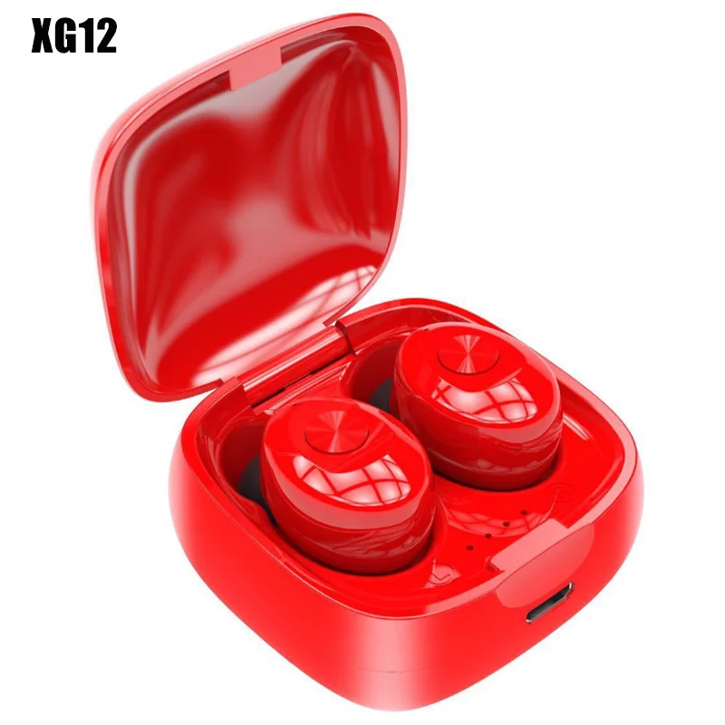 TWS беспроводные Bluetooth наушники стерео HIFI Звук громкой связи Наушники с зарядным чехлом - Цвет: Red XG12