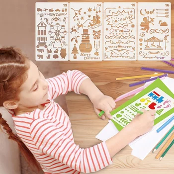 

24pcs Hallow Stencils Plastic Painting Template Reusable Drawing Template For Kids Craft Baby Child DIY Drawing Template