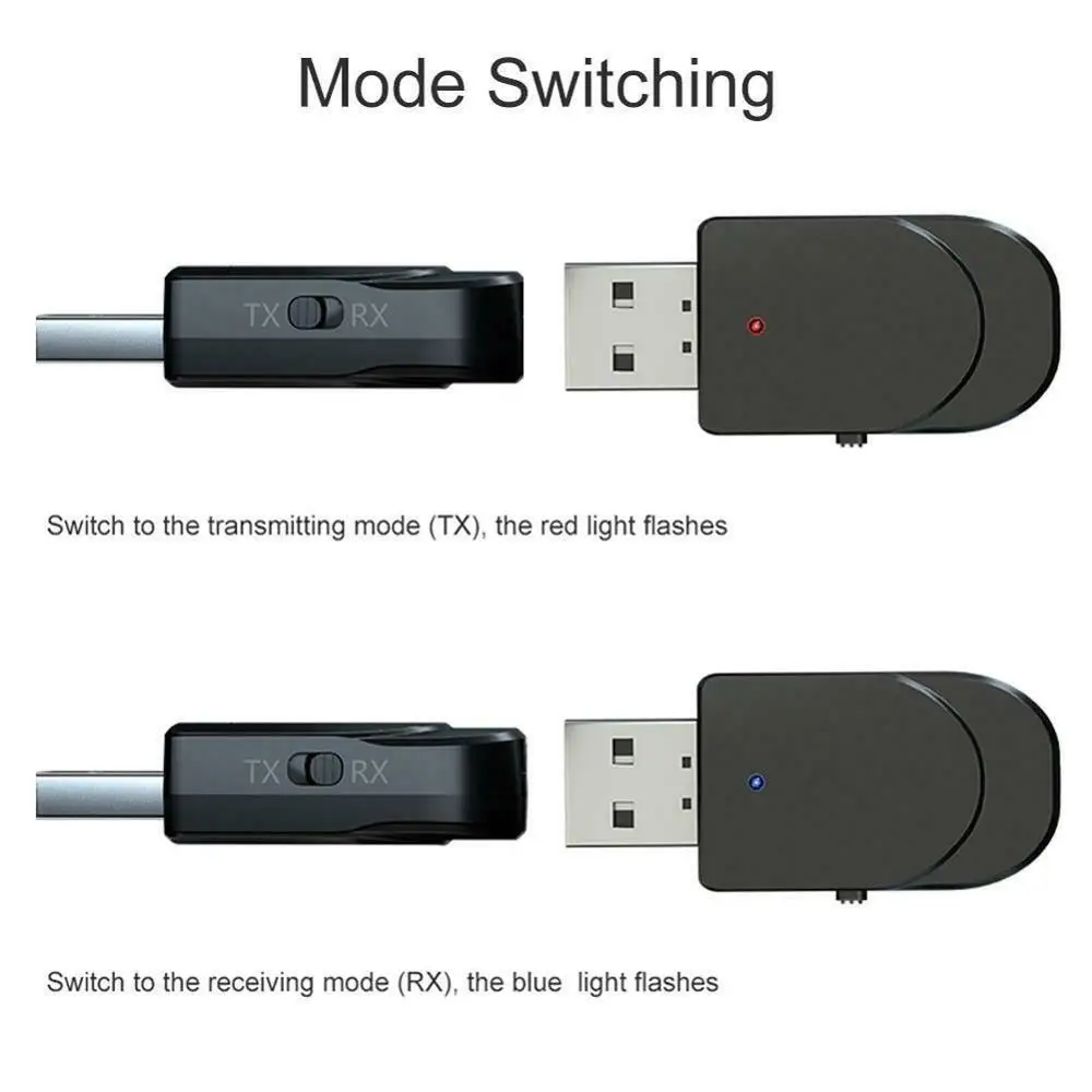 2 in 1 Bluetooth 5.0 Audio Transmitter& Receiver Mini AUX 3.5mm Music Bluetooth Audio Adapter for Wireless Headset Headphone PC