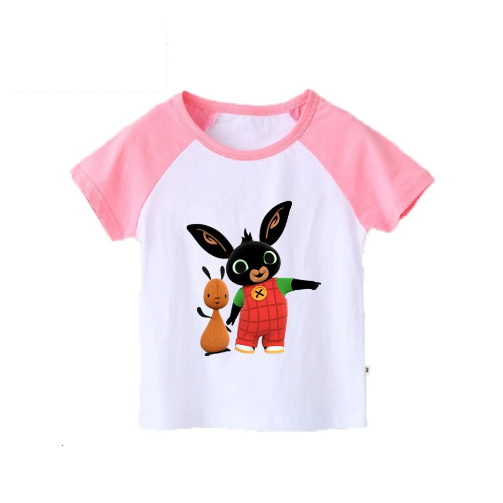 Bing Rabbit/От 2 до 12 лет футболка с короткими рукавами для мальчиков и девочек детские топы с круглым вырезом, Детская футболка с рисунком одежда для малышей