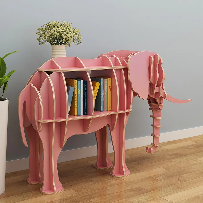 Украшение дома супер большая деревянная статуя стеллаж для хранения Bookrack 3D скульптура слона офисный магазин животные, статуэтки декор для книжной полки - Цвет: NO.3