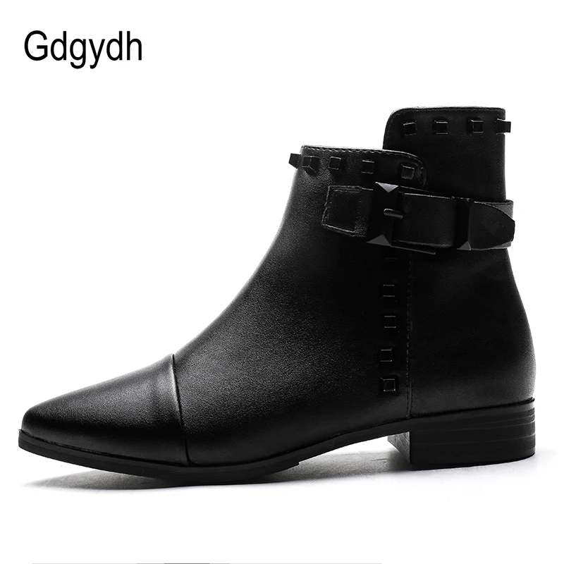 Женские ботильоны с заклепками Gdgydh черные кожаные вечерние ботинки челси на