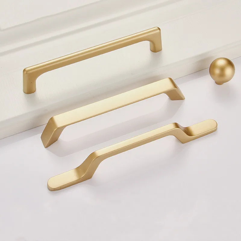 1PC Sand Gold Cabinet Door Handles Zinc Alloy Wardrobe Drawer Door Pulls European Light Luxury Furniture Handle Hardware furniture handles kitchen door handles