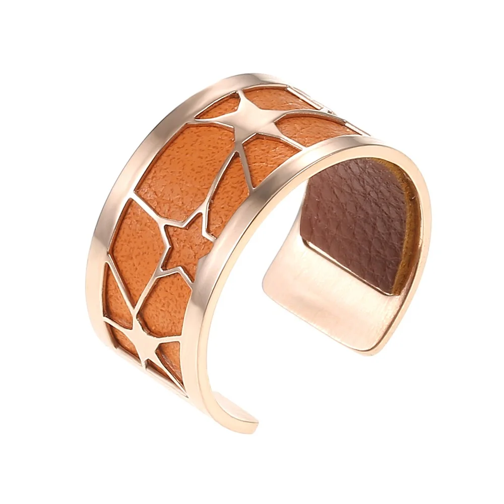 orange and brown Cremo Star Bague Femme кольцо горячее кольцо для женщин розовое золото нержавеющая сталь Регулируемая переплетенная кожа Bague Femme Жоржет - Цвет основного камня: orange and brown