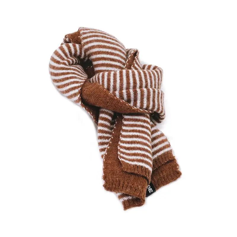 Детский вязаный шарф в полоску; зимний теплый шейный платок для девочек; вязаный платок; шарфы; 95AB