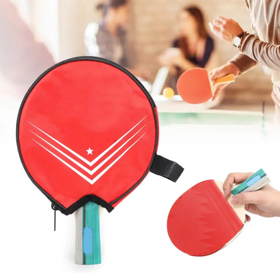 Durable Single Table Tennis Racket High Elasticity Double Inverted Rubber Paddles with Storage
