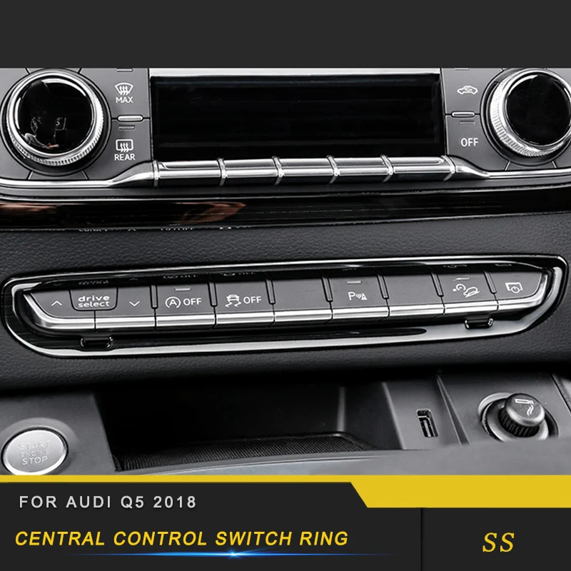Для Audi Q5 FY, автомобильный Стайлинг, центральная консоль, Центральная панель управления, накладка, рамка, наклейка, хромированный аксессуар для интерьера