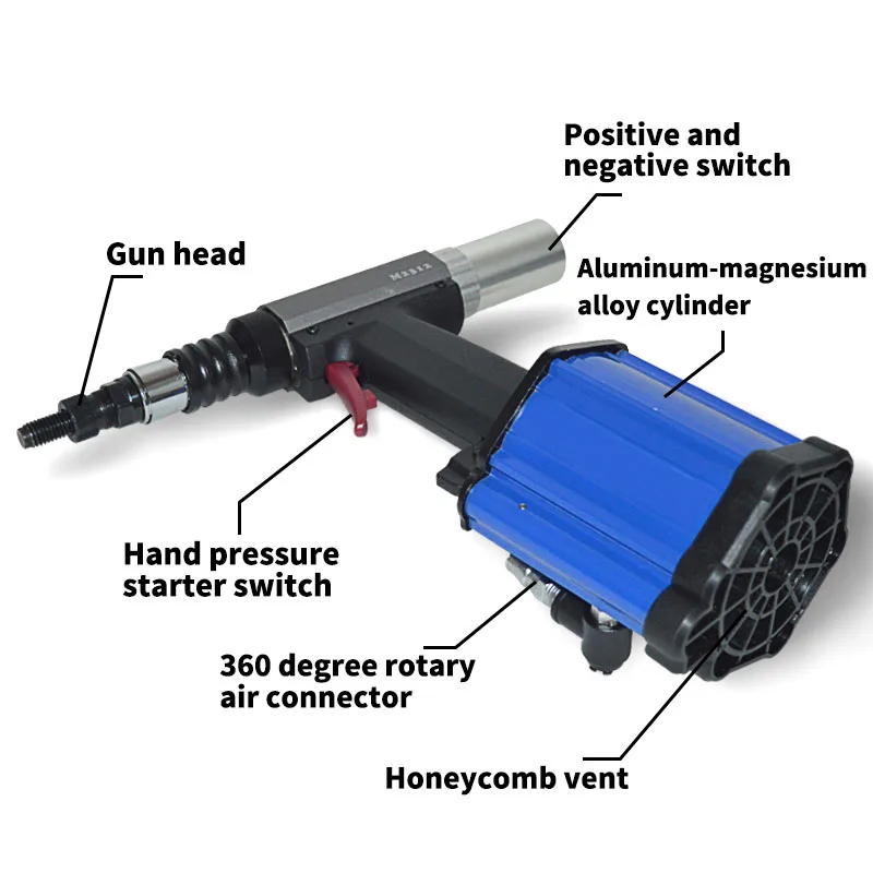 1 шт. Автоматический Пневматический клепальный пистолет M2312 клепальный пистолет подходит для всех видов резьбовые буксы M3~ M12