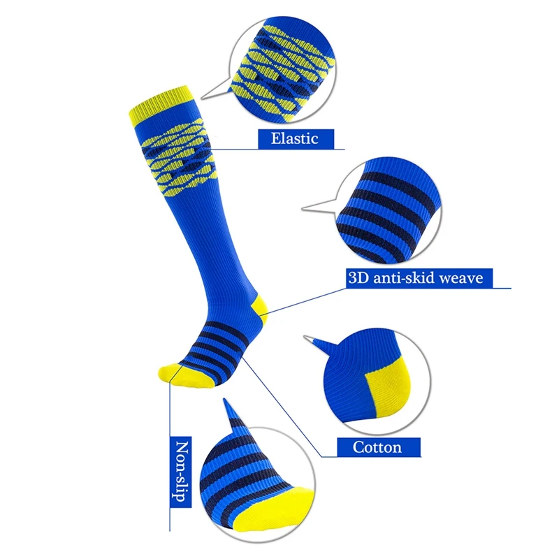 Носки для велоспорта Calcetines Ciclismo Компрессионные носки высокие/длинные быстросохнущие нейлоновые синие Чулочные изделия обувь для велосипеда 77