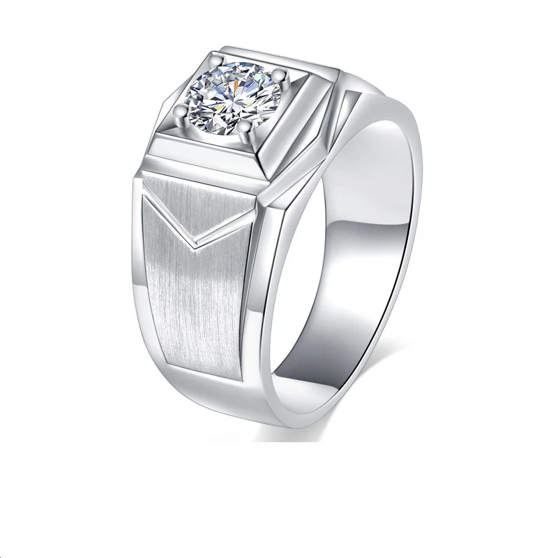

Luxury 1.0ct D Color Moissanite White Gold Plated 925 Silver Wedding Propose Engagement Rings Bands Jewelry for Men Male Husband