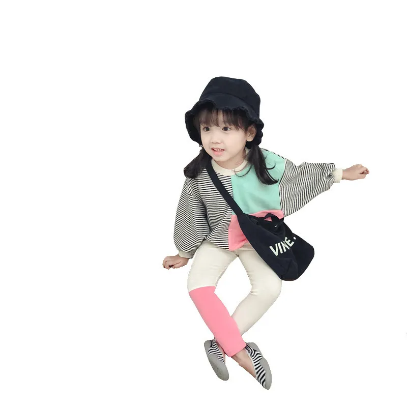 

Baby Girls suit cotton clothes for girls splicing clothes sets kids Girls striped long sleeve T shirt + leggings 2 pcs su