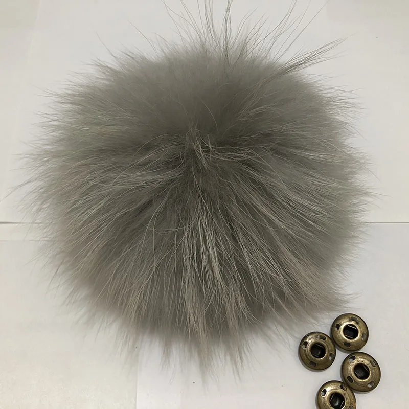 orange skully hat CUSTOM Luxury Raccoon Fur PomPom 100% Natural Fox Pom Pom Handmade Large Hair Ball Pompon With Buckle Wholesale skully hat men's Skullies & Beanies