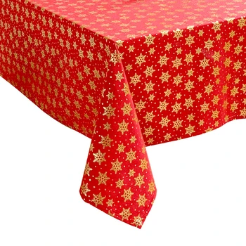Mantel rojo de Navidad copo de nieve, regalos de Año Nuevo, cubierta de tela bronceada dorada para Mesa, decoración del hogar, Mesa de Mantel de Navidad ZC132