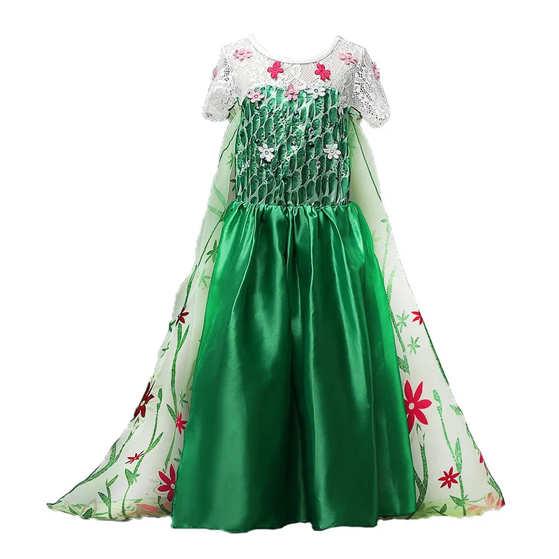 Сказочное платье Эльзы для девочек принцессы Снежной королевы парик с короной