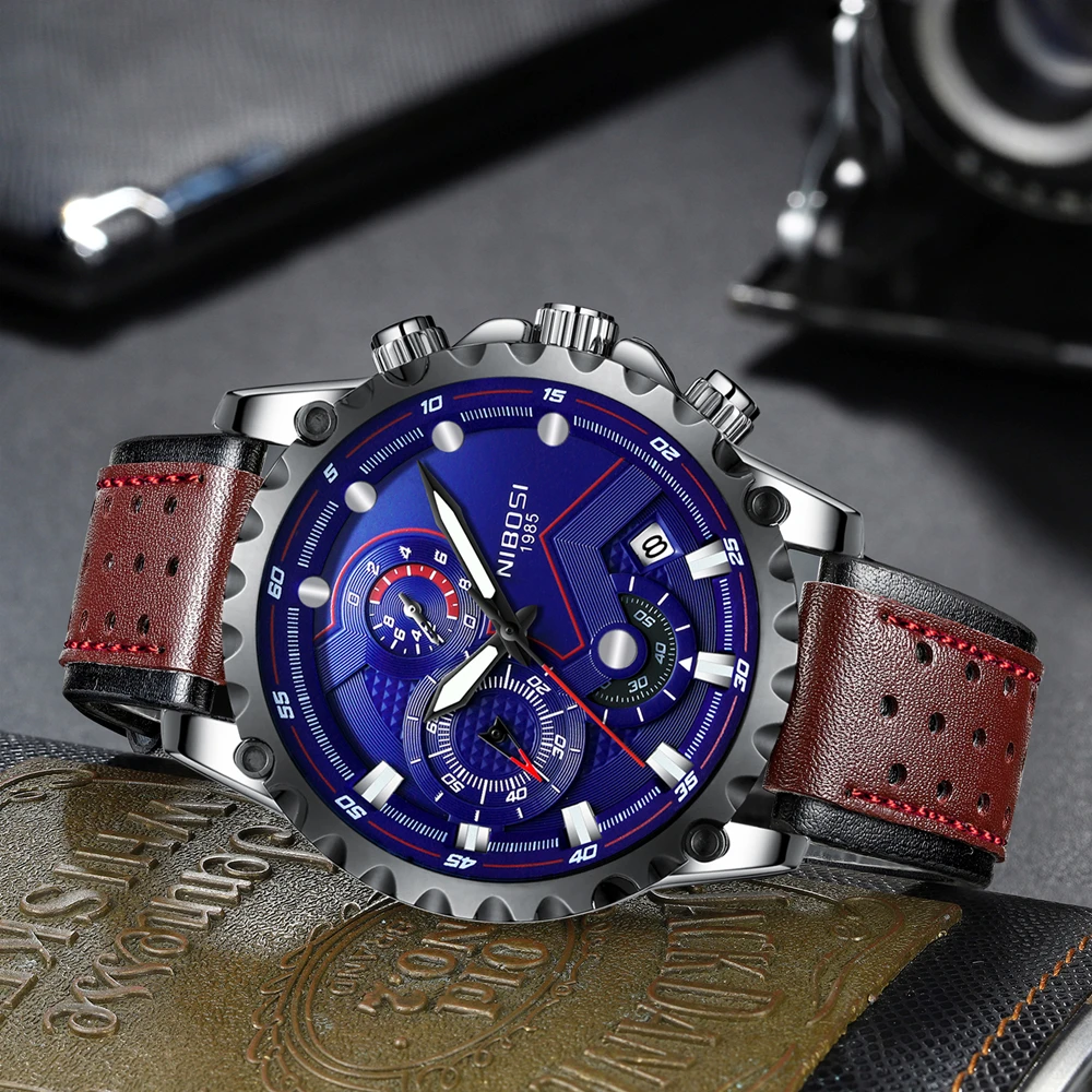 Часы наручные NIBOSI Мужские кварцевые спортивные брендовые Роскошные