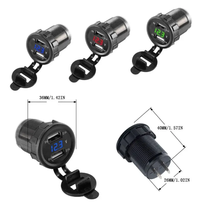 12V 24V Dual USB Автомобильное зарядное устройство 5V 2.1A автомобиля Зарядное устройство Мощность адаптер светодиодный вольтметр боа