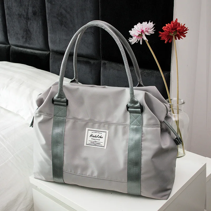 Женская сумка на плечо, ручная, большая, вместительная, дорожная сумка, мужская, для фитнеса, легкая, Минималистичная, водонепроницаемая, дорожная сумка - Цвет: Gray Small