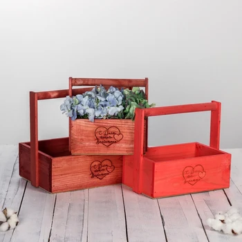 

Set of wooden boxes 3 in 1 with a handle "Happy Valentine's Day" with burning, 30 × 25 × 20 4711027