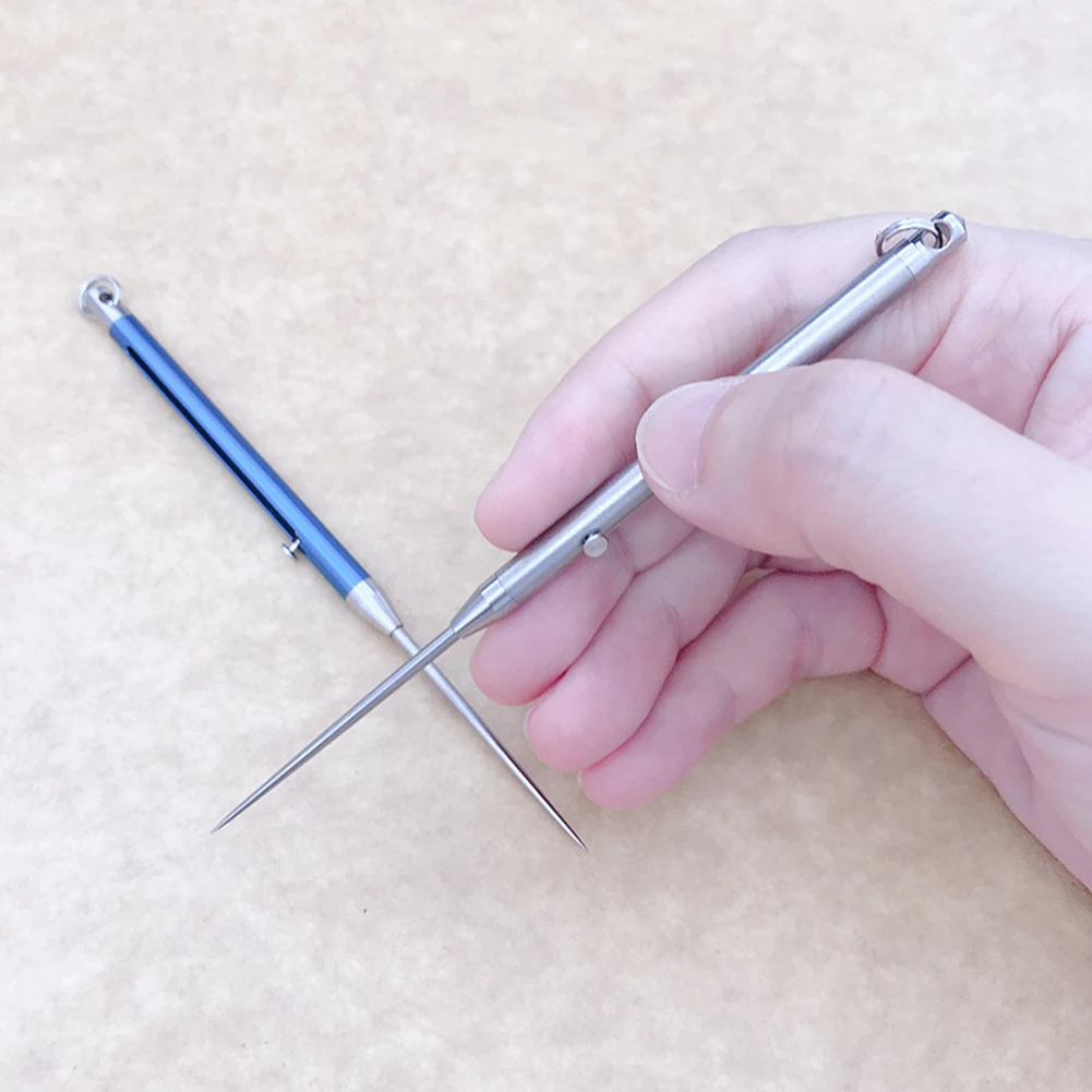

Titanium Alloy Push-pull Spring Design Toothpick Holder With Toothpick Holder Ultra Light Portable Multi-function Fruit Fork