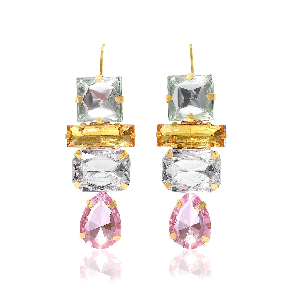 Бренд Girlgo ZA, цветные серьги-капли в форме сердца из смолы с кристаллами для женщин, очаровательные массивные серьги с подвеской макси, ювелирные изделия - Окраска металла: colorful 12