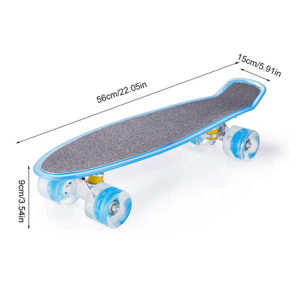 22in Skateboard Cruiser Board Kids Portable Skateboard with LED Light up Wheels Perfect for Adult Teenagers Outdoor Entertain