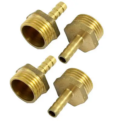 

5 Pcs Brass 1/2" PT Thread 1/4" Air Water Fuel Hose Barb Fitting Adapter