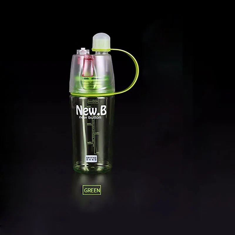 Светло-зеленый Creative Sports Bottle Outdoor Spray Bottle Moisturizing Cycling Gym Drinking Bottles 600ML Space Cup - Цвет: Светло-зеленый