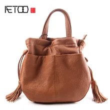 AETOO чистая кожа Королевство чистая кожа Европа и США и Япония Мода ретро Наплечные ведра сумка-мешок lea