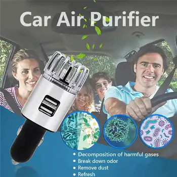 

2 in 1 Car Dual USB Fresh Air Ionic Purifier Air Duster Oxygen Bar Ozone Ionizer Smoke Generator For Cars Cleaner Air Ionizer
