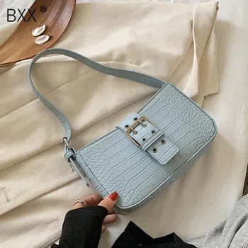 

[BXX] PU Leather Shoulder Bags For Women 2020 Autumn Winter Solid Color Shoulder Handbags Female Travel Fashion Bag HO009
