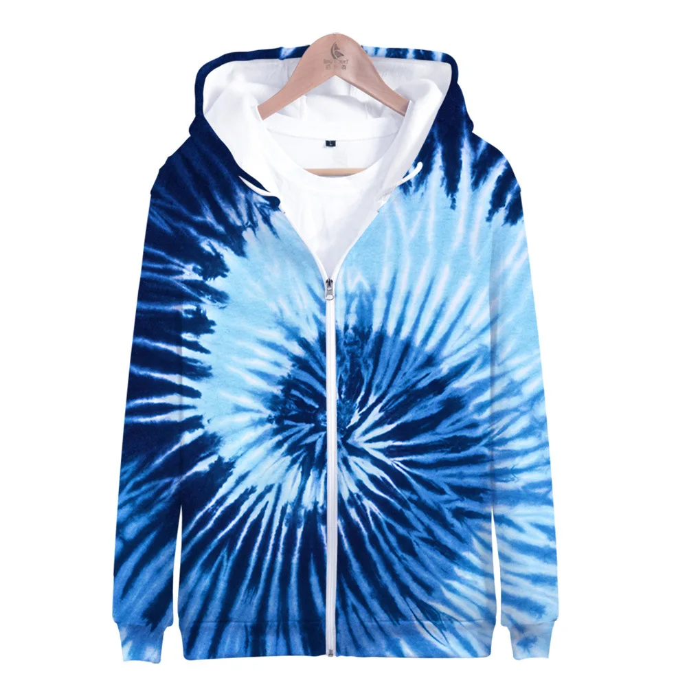 

Психоделический стиль Tie Dye 3D печатные женские толстовки свитшоты с длинным рукавом забавная куртка на молнии с капюшоном Женская куртка-бомбер