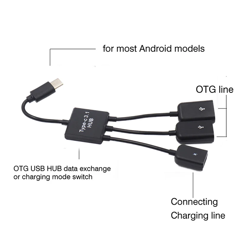 OTG usb-хаб соединитель Spliter 3 порта type-C Зарядка питания OTG концентратор кабель для смартфона планшета ПК USB кабель для передачи данных