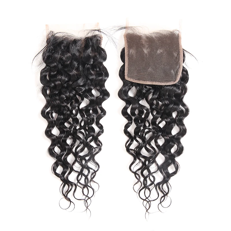 Ali Queen Water Wave Bundles With Closure Brazilian Virgin Hair 3/4pcs Hair Extension Weaves Human Bundles With Frontal