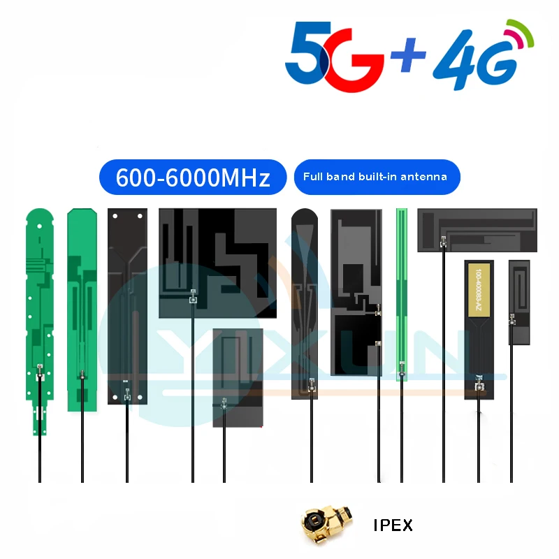 2PCS 600-6000MHz 5G 4G GSM 3G NB GPRS WCDMA Full-Band FPC Built-in Patch Antenna Internal PCB Omnidirectional IPEX Connector