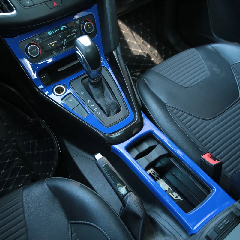 

3Pcs/Set ABS Blue Gear panel canholder cup holder Special Modified Decorative Cover case For Ford Focus 3 4 mk3 4 2015-2017