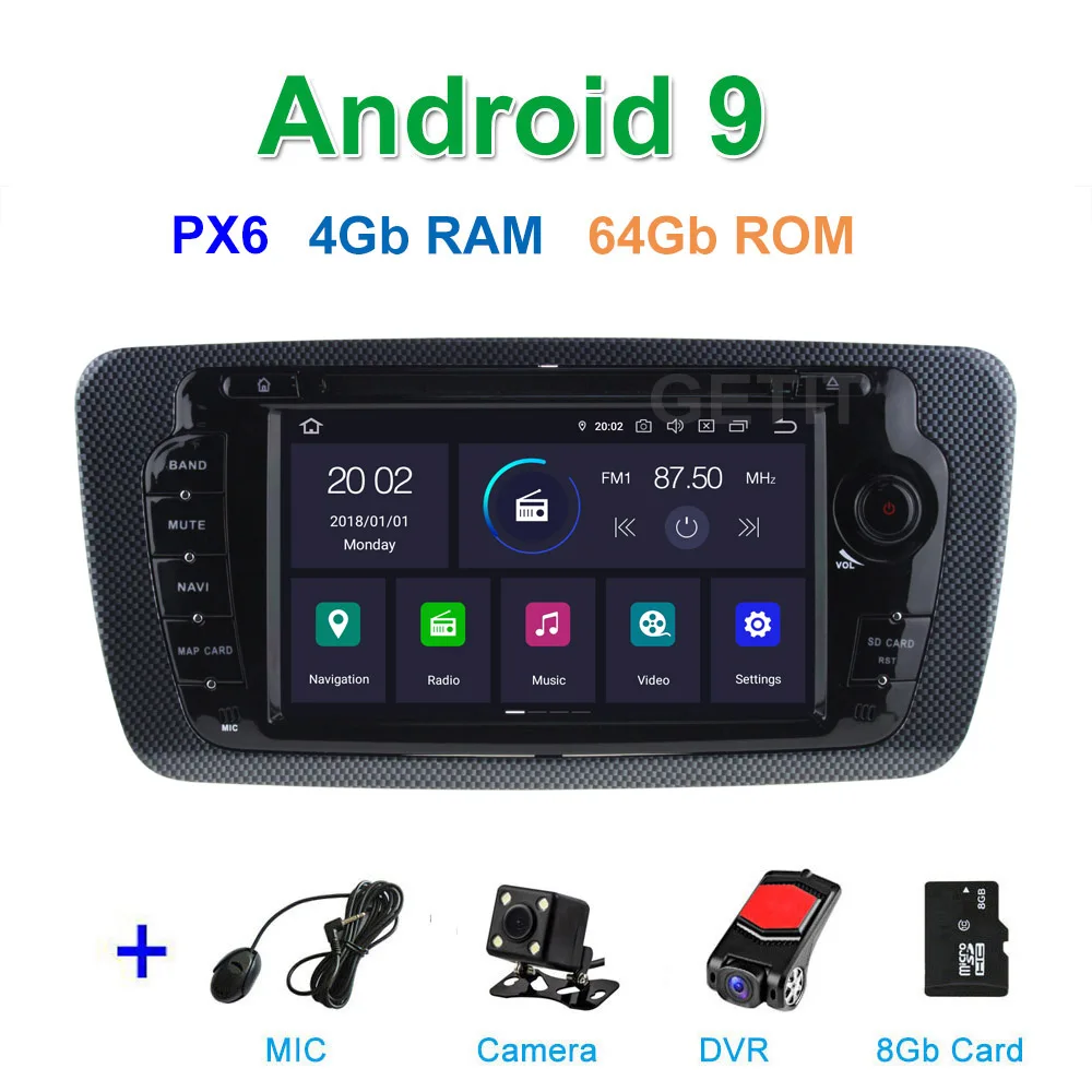 PX6 4G CAM DVR SD PX6 DSP Android 9 Автомобильный DVD стерео плеер gps для сиденья Ibiza 2009-2013 с радио WiFi BT - Цвет: PX6 4G CAM DVR SD