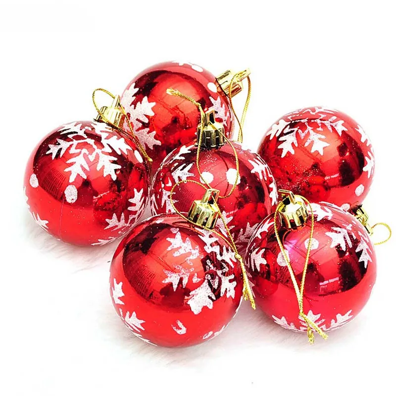 6PCS/Box Xmas Tree Decoration 6CM Christmas Tree Ball Bauble Hanging Home Party Ornaments DIY Decor Decorations
