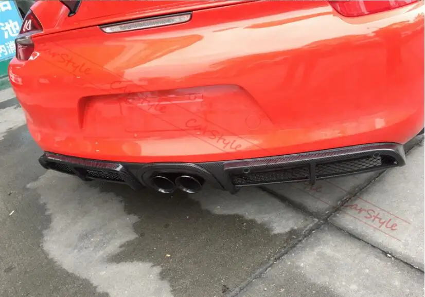 Cayman 981 GT4 из углеродного волокна, Автомобильный задний бампер, спойлер, диффузор, задний губ для Porsche Cayman 981 GT4 Boxster 2013
