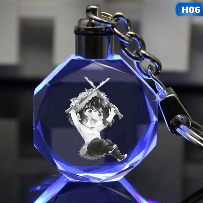 KEY4808H06 СВЕТОДИОДНЫЙ брелок с кристаллами в стиле аниме «Demon Slayer»: Kimetsu no Yaiba - Цвет: KEY4808H06