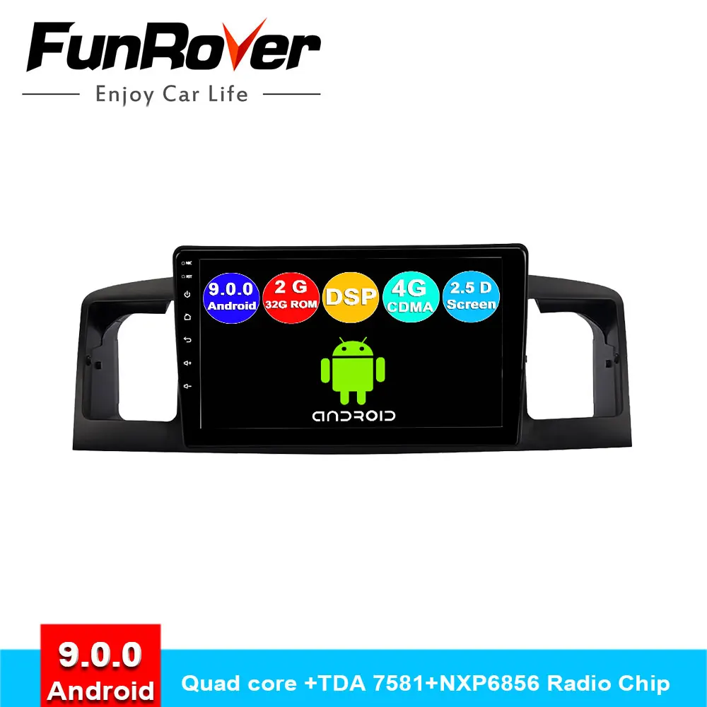 

FUNROVER android 9.0 2.5D+IPS car radio multimedia player For TOYOTA Corolla E120 BYD F3 car dvd gps navigation video stereo RDS