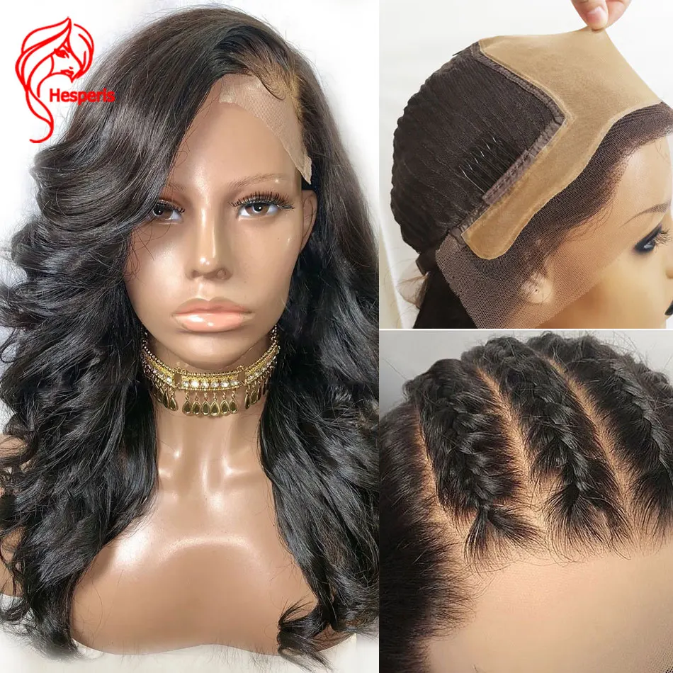Hesperis 13x6 поддельные волосы на коже головы парик с боковой частью натуральный цвет Безглютеновые бразильские волосы Remy волна парик отбеленные узлы