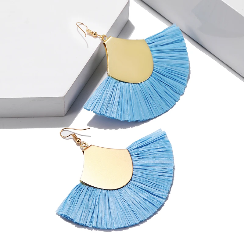ez292-light blue Богемные винтажные этнические серьги с кисточками, большие увеличенные цветные длинные висячие серьги с кристаллами для женщин, вечерние ювелирные изделия Oorbellen - Окраска металла: ez292-light blue
