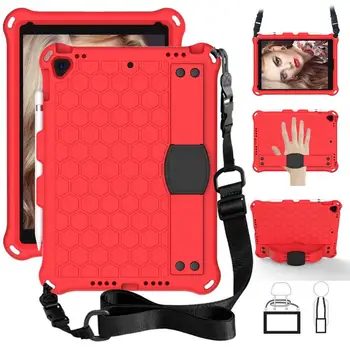 

For iPad 10.2 7th Generation Case 2019 Cute Kids Hand Shoulder Strap EVA Rugged Kickstand Case Cover wtih Pencil Holder