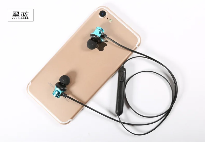 Синий Магнитная bluetooth-гарнитура 4,2 Беспроводная Спортивная bluetooth-гарнитура для всех телефонов - Цвет: Синий