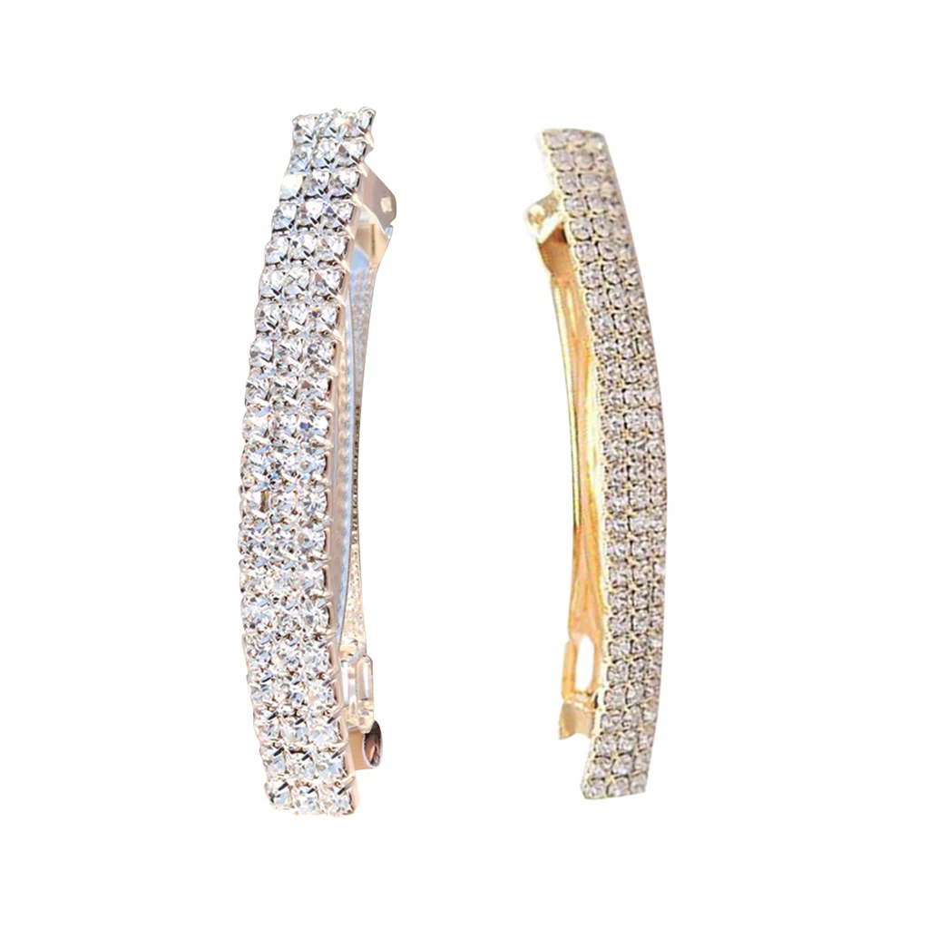 Rectangle Automatic Rhinestone Spring Hair Barrette Pin Clips Jewelry