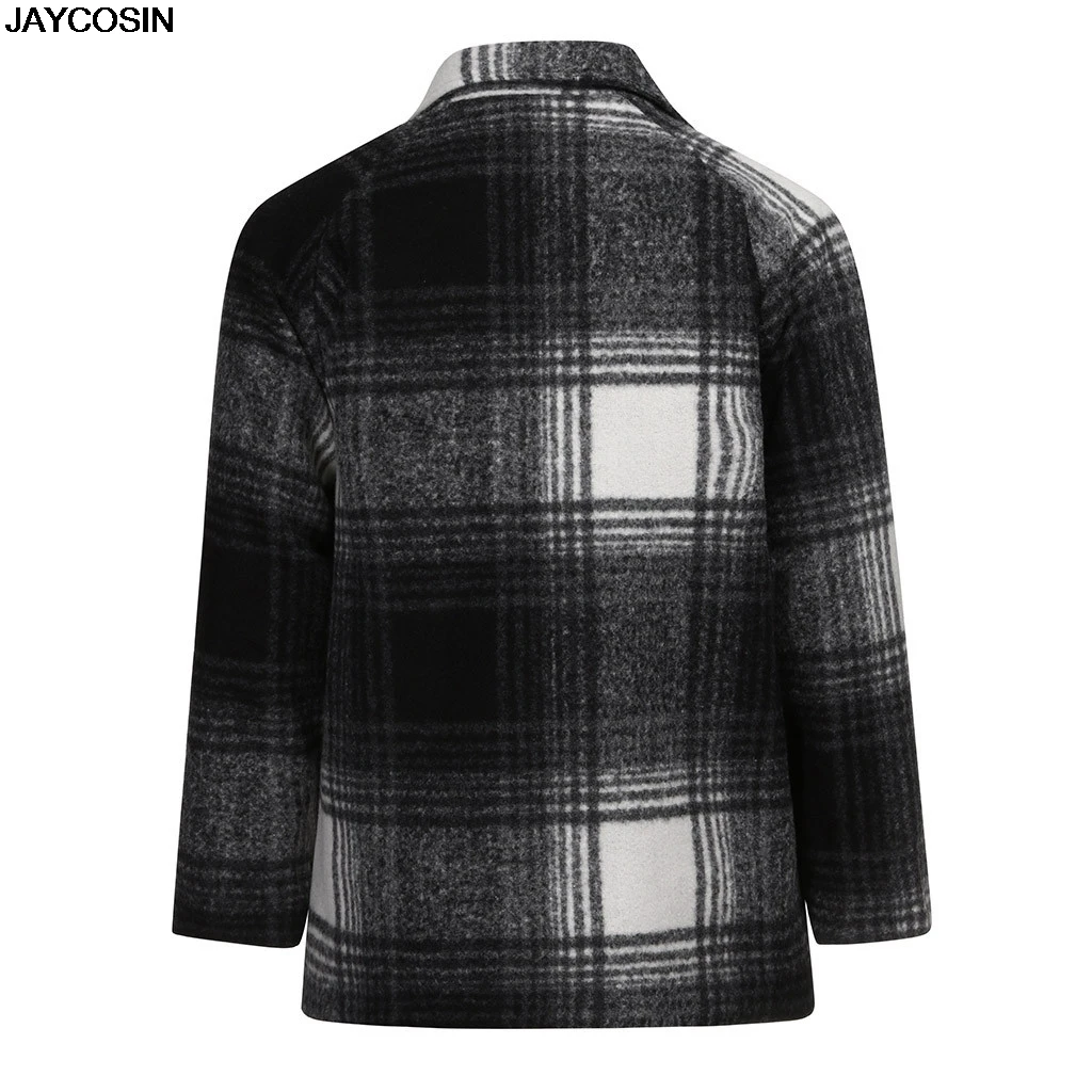 KLV Jackets men Autumn And Winter Male Coat Woolen Lattice Coat Loose Thick Windbreaker Long Sleeve Jacket new hot sale 70