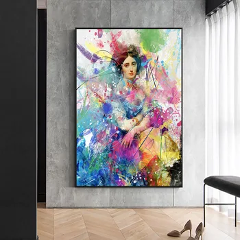 Colorful Graffiti Painting of Woman Printed on Canvas 1